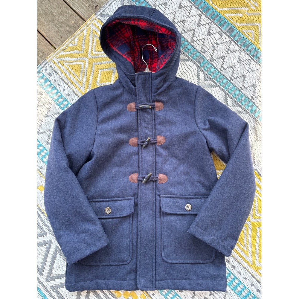 Carters Kids Navy Blue Wool Blend Hooded Duffle Coat Toggle Jacket 10/12